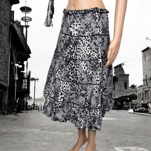 Black and White Tiered Skirt